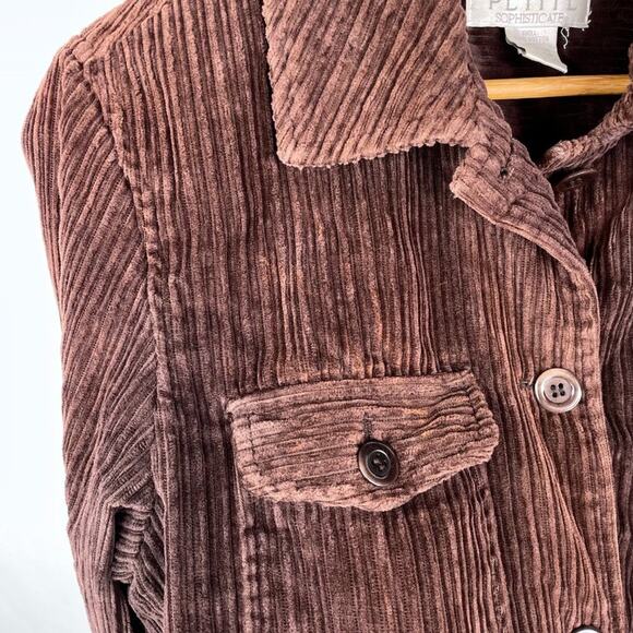 Petite Sophisticate Brown Corduroy Fleece Lined Jacket MD - Picture 11 of 11